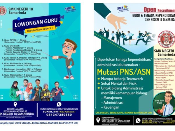 Open Recuitment Guru dan Staff Administrasi SMKN 18 Samarinda